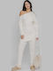 Women's Fabric Trousers Loose Fit Beige
