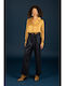 Women's Fabric Trousers Striped Blue