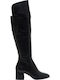 Leder Damenstiefel Über dem Knie Schwarz
