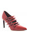 Leder Pumps mit hohem Absatz Rot
