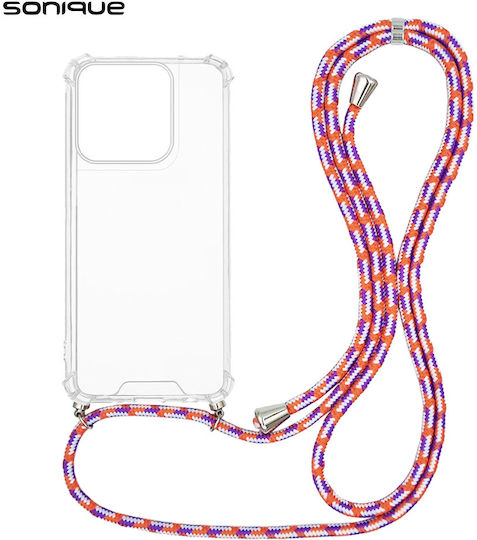 Silicone Case With Lanyard Sonique Armor Clear Motorola Moto G56 5g Rainbow Coral