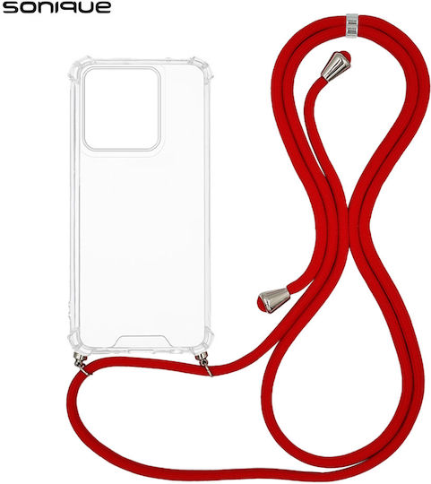 Husă Din Silicon Cu Șnur Sonique Armor Clear Motorola Edge 60 Fusion 5g Roșu