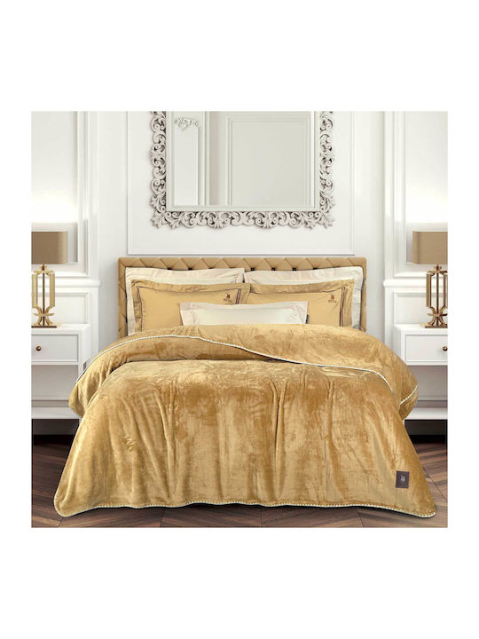 Das Home 4441 Fleece Decke Übergröße 220x240cm Ochre