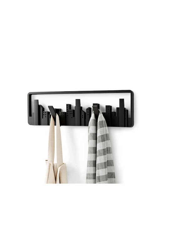 Umbra Wall Hanger Skyline Plastic 5 Hooks Black 50x3x15cm