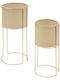 Metal Plant Pot Beige with Stand 2 Pieces