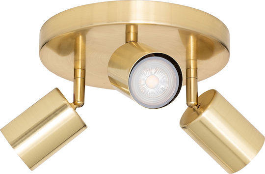 Dreifach Spot mit Fassung GU10 in Gold Farbe Dreifach Spot mit Fassung GU10 in Gold Farbe