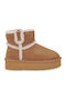Suede Women's Ankle Boots with Fur Tabac Brown