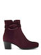Leder Stiefeletten Damen Burgundisch