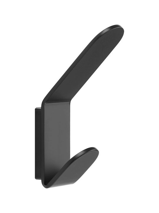 Bronze Art Cârlig de Baie Dublu cu șuruburi Negru