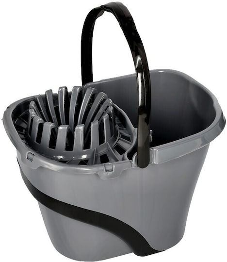 Viosarp Mop Bucket with Wringer and Wheels Plastic Capacity 17lt Gray