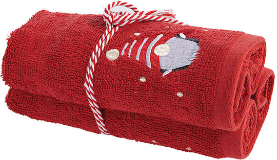 Nef-Nef Homeware Set Christmas Towels Fabric Red L50xW30cm. 2pcs