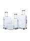 Premium Valize De Călătorie Tough Albe Cu 4 Roți Set 4 Buc