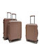Felbags Hard Pink Gold Travel Suitcases with 4 Wheels Set of 3 Pieces