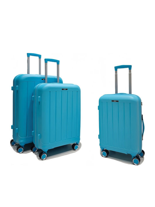 Felbags Hard Aqua Suitcases With 4 Wheels Set Of 3 Pieces