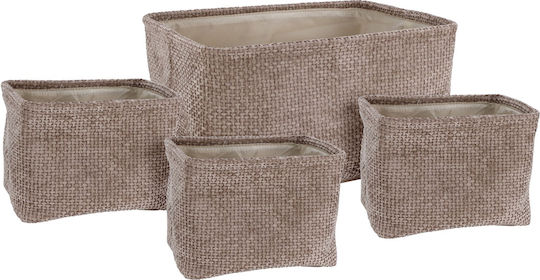 Storage Basket Fabric Brown 4pcs