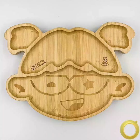 Pandaboo Παιδικό Πιάτο Φαγητού από Bamboo Κίτρινο
