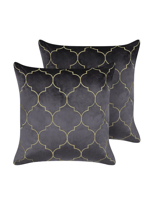 Beliani Възглавница За Диван От Кадифе Moroccan Clover Сива 45x45см