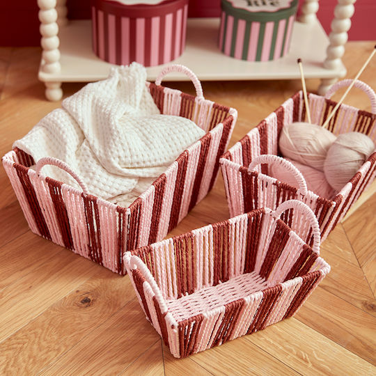 Storage Basket Pink 3pcs