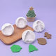 Christmas Set Cookie Cutter Plunger 4 Pieces Round