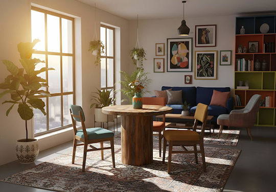 Avenia Rund Tisch Speisesaal aus Massivholz 90x90x76cm
