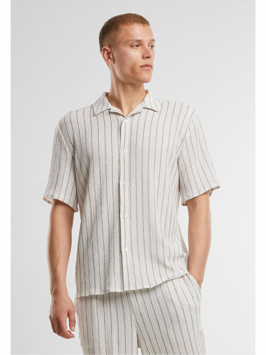 Κοντομάνικο Πουκάμισο Ριγέ Offwhite, Black