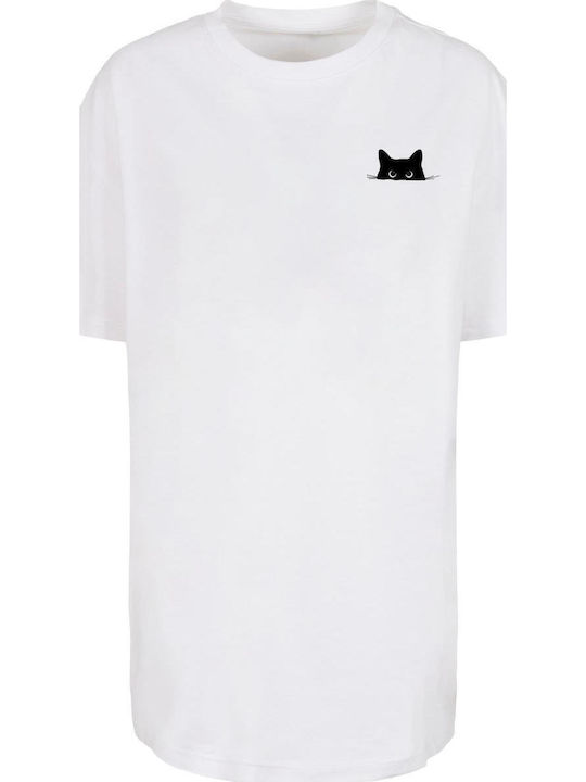 Tricou Halloween Pisică Damă Alb