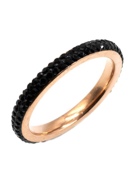 Poco Loco Ring with Zircon made of Steel Gold Plated