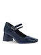 Leder Pumps mit Riemchen Blau