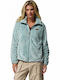 Fire Side Ii Sherpa Full Women's Cardigan with Zipper Light Blue