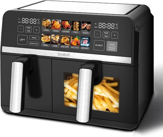 Samus Friteuză cu aer cu Coș Detașabil Dublu 9lt Negru AF9DUO-S2600DW