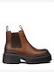 Booties Leder Damen Stiefeletten Braun