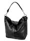 Leder Damentasche Schultertasche Schwarz