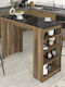 Monaco Table Bar with Marble Surface Walnut - Black Marble Effect 120x51.6x101.8cm