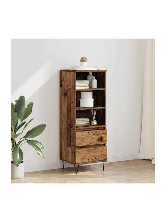 Wand Wohnzimmer Vitrine aus Holz & Metall mit G...