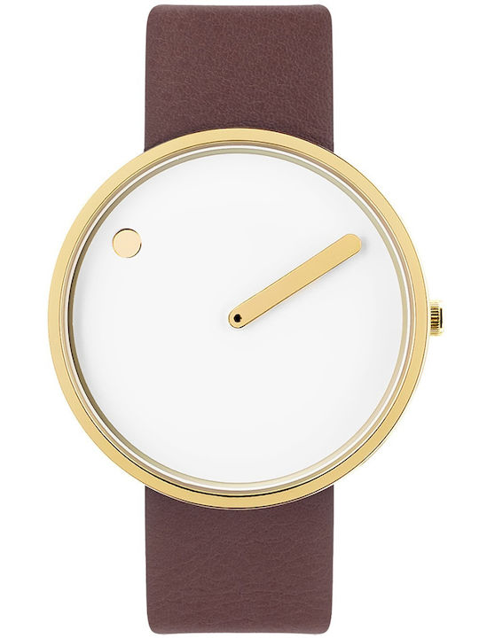 Picto Herrenuhr 40mm Batterie mit Braun Metallarmband