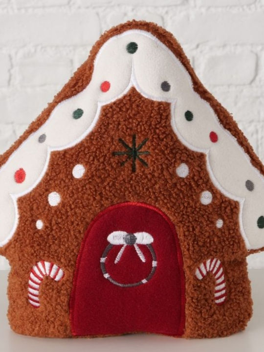 Weihnachtsdekoratives Kopfkissen Haus 28*28 Braun