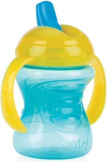 Nuby Kinderflasche Kunststoff mit Strohhalm Blau 240ml