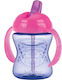 Nuby Kunststoff Kinder Trinkflasche mit Stroh Lila 240ml