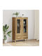 Wand Wohnzimmer Vitrine aus Spanplatte mit Glas Artisan Oak 70x31x115cm