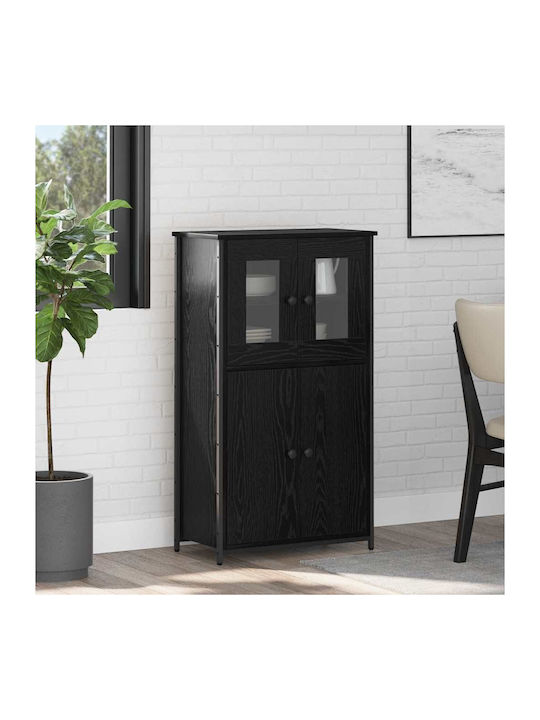 Висулка Витрина за хол от Дърво & Метал със Стъкло Black Beech 62x32x106.5см