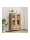 Wall Living Room Display Cabinet made of Wood & Metal with Glass Artisan Oak 69.5x31x115cm