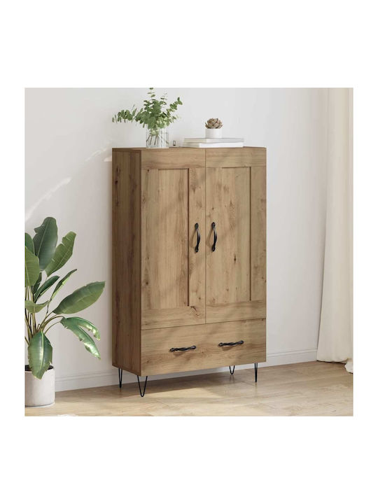 Wand Wohnzimmer Vitrine aus Holz & Metall mit G...
