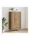 Floor-standing Living Room Display Cabinet made of Wood & Metal with Glass Artisan Oak 69.5x31x115cm