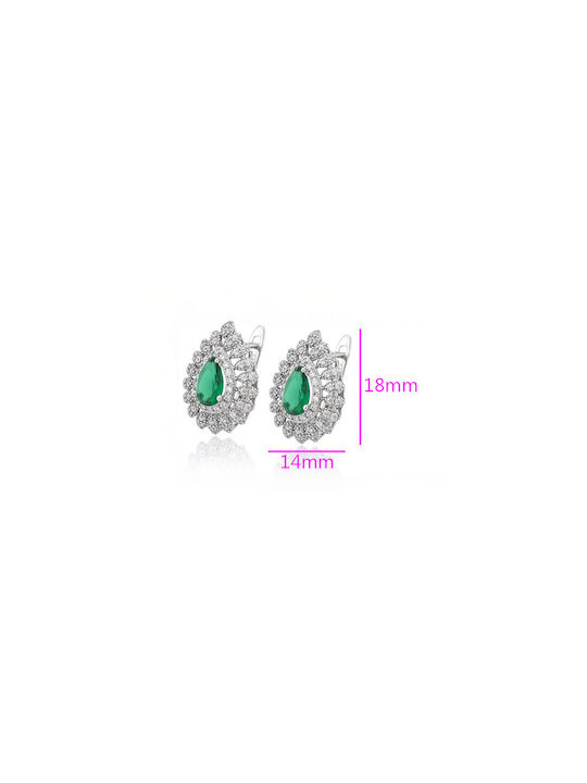 Chrysothemiss Women's Earrings Emerald Kiss Platinum Plated Green Crystal