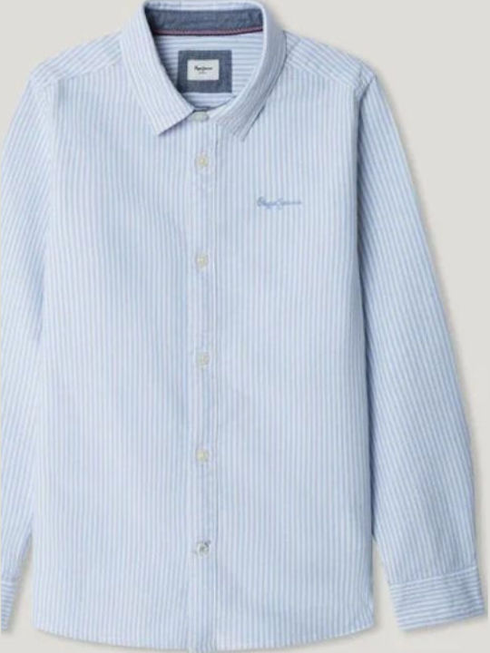 Kids Striped Long-sleeved Shirt Light Blue