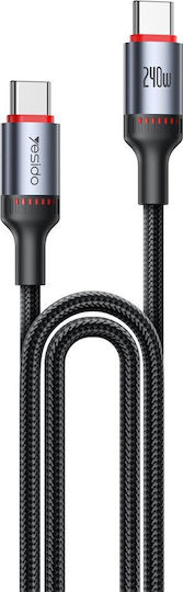 Yesido Braided USB 2.0 Cable USB-C male - USB-C 240W Black 2m
