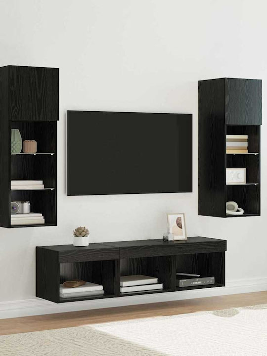 Wohnzimmer TV-Einheit Black Beech mit Beleuchtu...