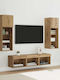 Wohnzimmer TV-Einheit Black Beech mit Beleuchtung L60xB30xH30cm