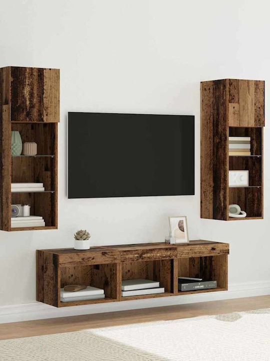 Wohnzimmer TV-Einheit Black Beech mit Beleuchtu...