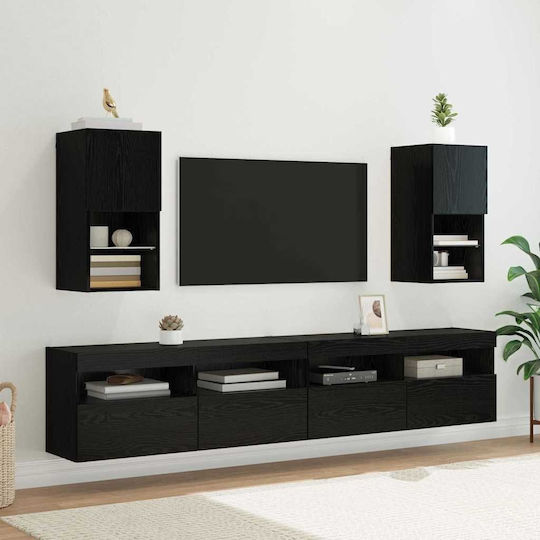 Living Room TV Unit with Lighting Black Beech L30.5xW30xH60cm Living Room TV Unit with Lighting Black Beech L30.5xW30xH60cm